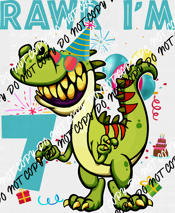 Rawr Birthday Dinosaur DTF Transfer (See Age Options) - We Print U Press DTF Transfers