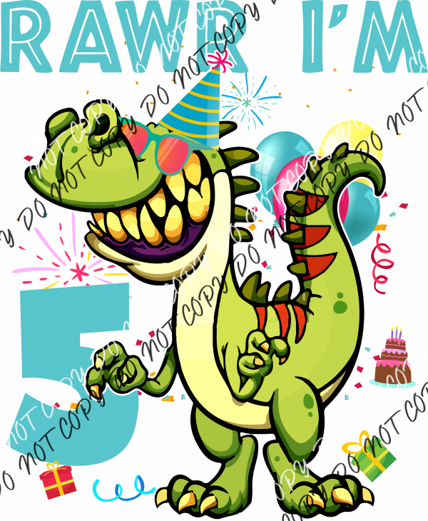 Rawr Birthday Dinosaur Dtf Transfer (See Age Options) Rtp Transfers