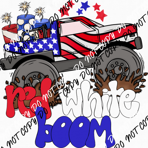 Red White Boom Truck DTF Transfer - We Print U Press DTF Transfers