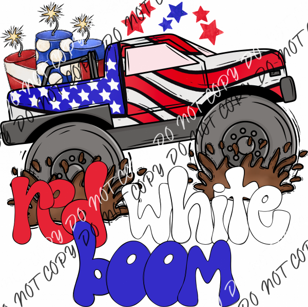 Red White Boom Truck Dtf Transfer Rtp Transfers