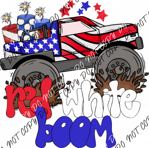 Red White Boom Truck Dtf Transfer Rtp Transfers