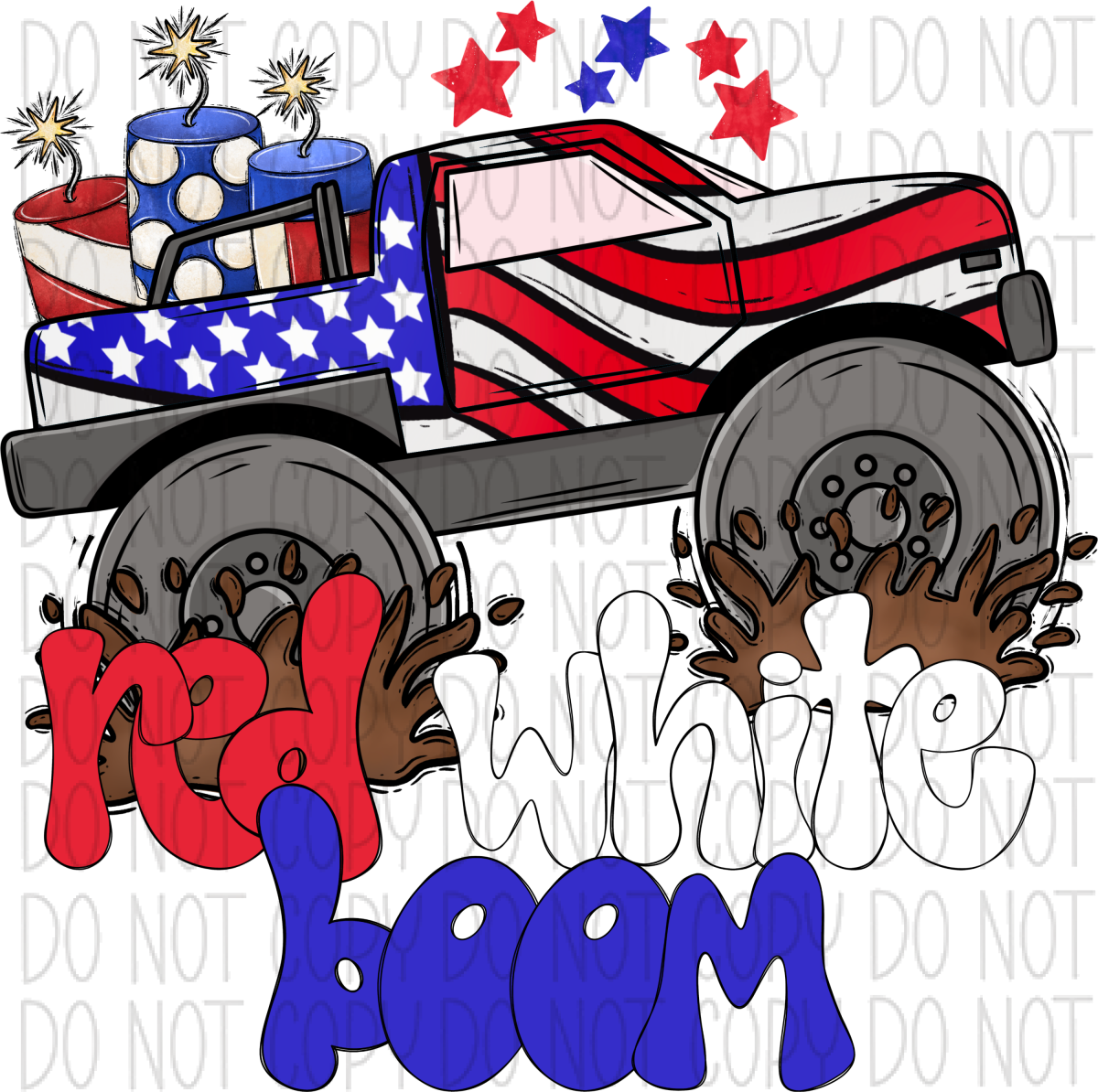 Red White Boom Truck Dtf Transfer Rtp Transfers