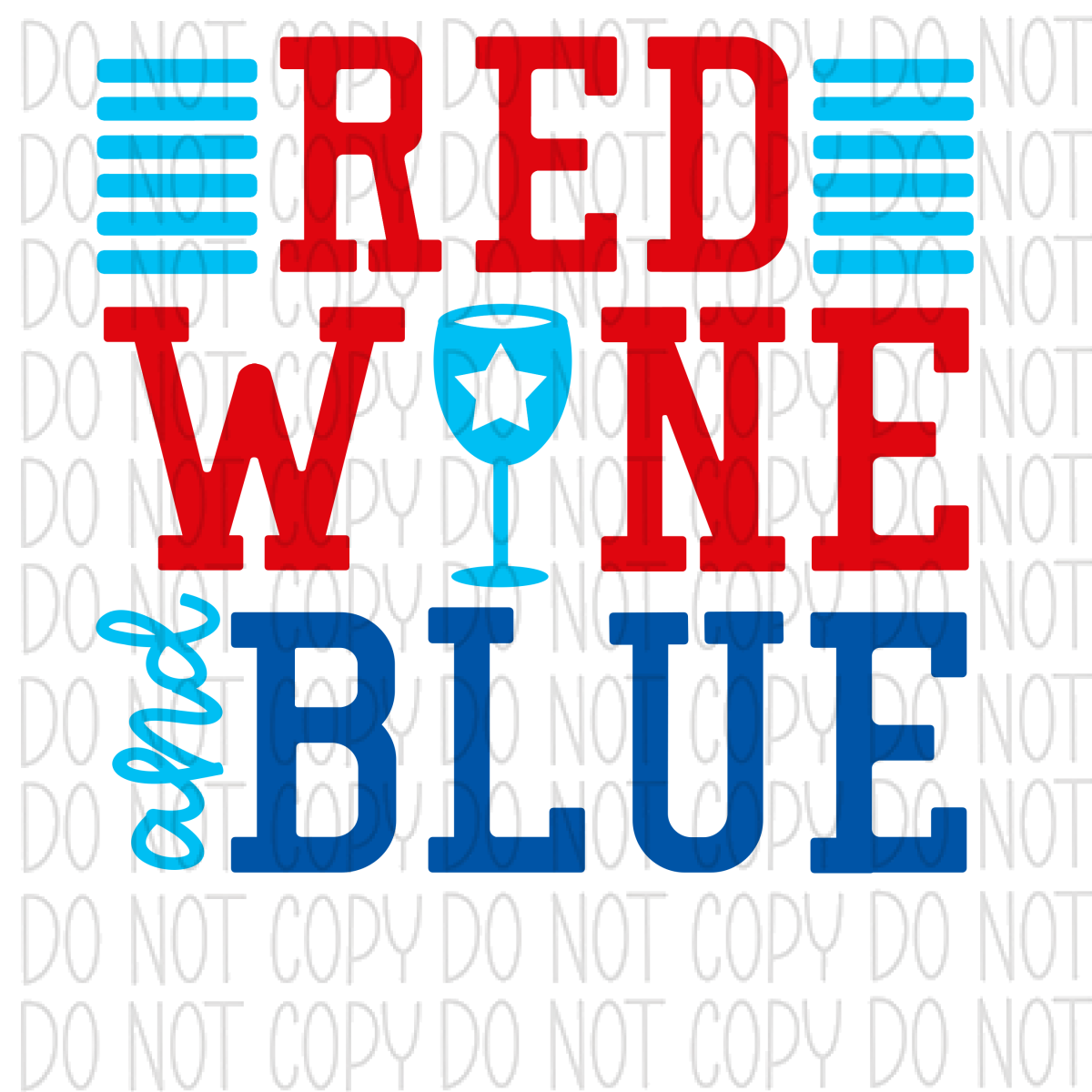 Red Wine And Blue Patriotic Dtf Transfer