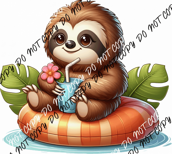 Relaxing Summer Sloth DTF Transfer - We Print U Press DTF Transfers