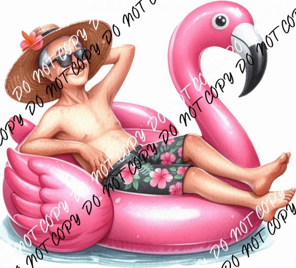 Retired & Relaxing Flamingo Float DTF Transfer - We Print U Press DTF Transfers