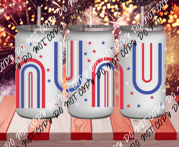 Retro 4th of July UV Transfer for 16 oz Glass Can - We Print U Press DTF Transfers