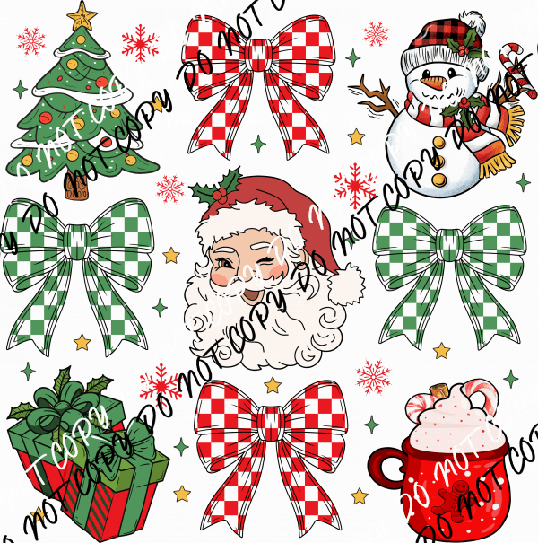 Retro Coquette Christmas Grid DTF Transfer - We Print U Press DTF Transfers