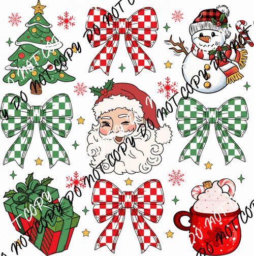 Retro Coquette Christmas Grid DTF Transfer - We Print U Press DTF Transfers