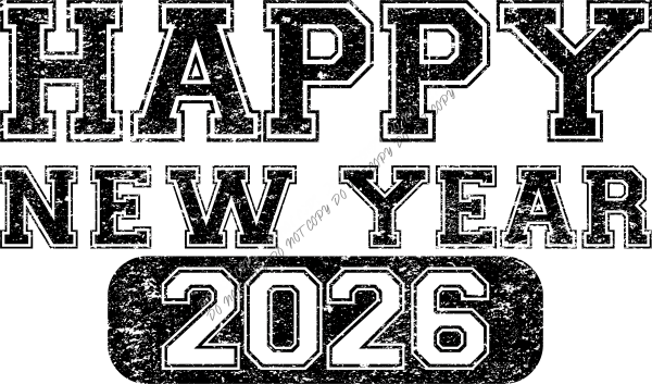Retro Distressed Happy New Year 2026 DTF Transfer RTP DTF Transfers