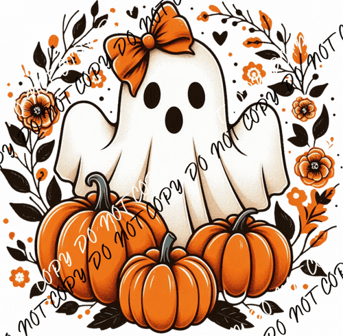 Retro Fall Ghost and Pumpkins DTF Transfer - We Print U Press DTF Transfers