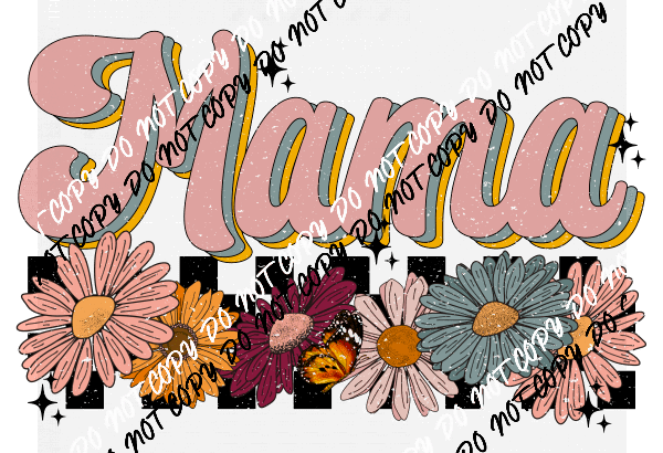 Retro Mama Flowers DTF Transfer - We Print U Press DTF Transfers