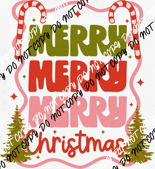 Retro Merry Christmas DTF Transfer - We Print U Press DTF Transfers