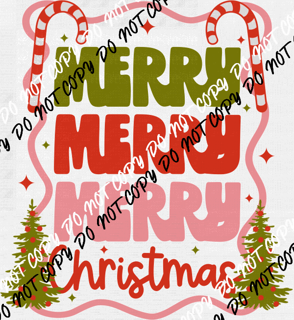 Retro Merry Christmas DTF Transfer - We Print U Press DTF Transfers