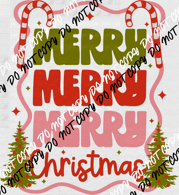 Retro Merry Christmas DTF Transfer - We Print U Press DTF Transfers