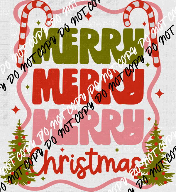 Retro Merry Christmas DTF Transfer - We Print U Press DTF Transfers