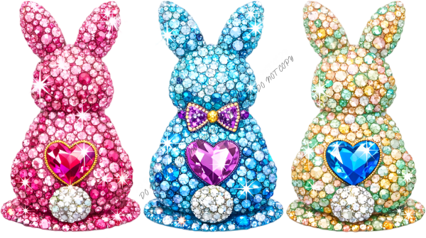 Rhinestone Easter Bunnies DTF Transfer RTP DTF Transfers