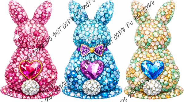 Rhinestone Easter Bunnies DTF Transfer RTP DTF Transfers