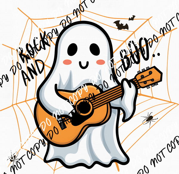 Rock and Boo Ghost with Guitar DTF Transfer - We Print U Press DTF Transfers