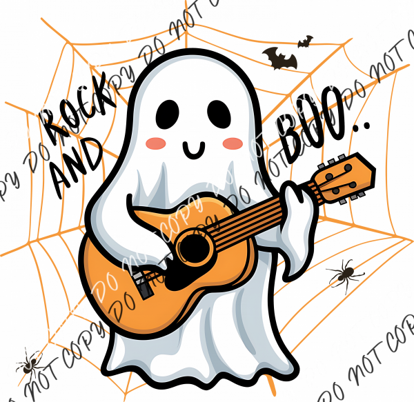 Rock And Boo Ghost With Guitar Dtf Transfer Rtp Transfers