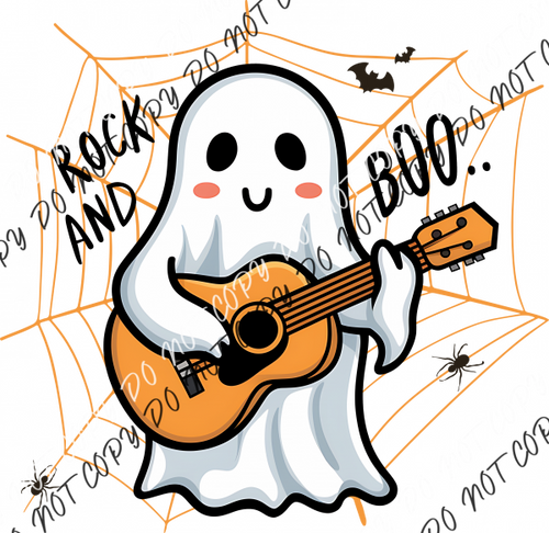 Rock And Boo Ghost With Guitar Dtf Transfer Rtp Transfers