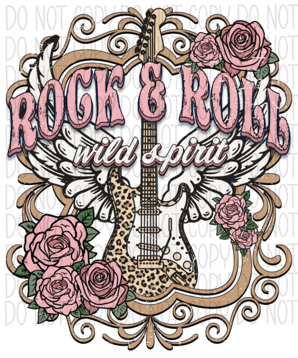 Rock And Roll Wild Spirit Pink Gold Dtf Transfer