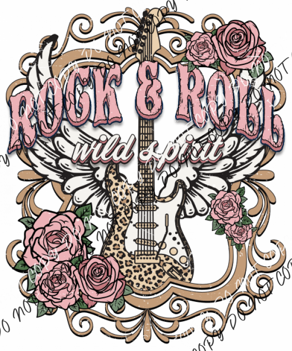 Rock And Roll Wild Spirit Pink Gold Dtf Transfer