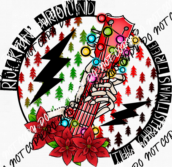 Rockin' Around Guitar DTF Transfer - We Print U Press DTF Transfers