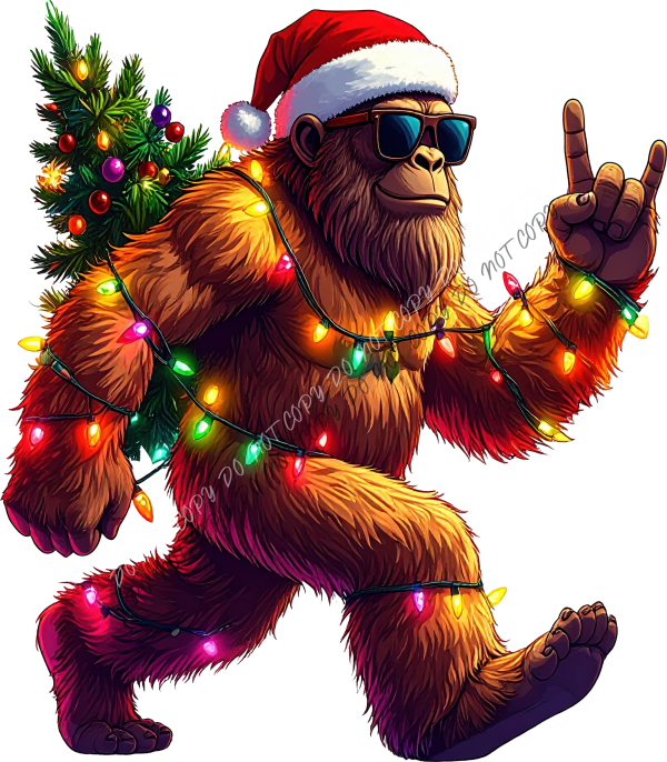 Rockin’ Around the Christmas Tree Sasquatch DTF Transfer RTP DTF Transfers