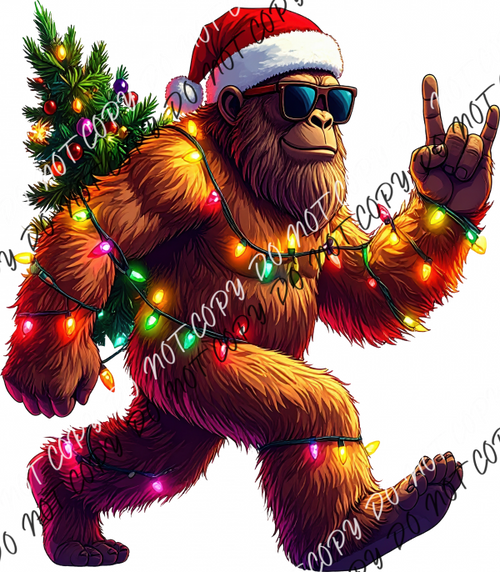 Rockin’ Around the Christmas Tree Sasquatch DTF Transfer RTP DTF Transfers