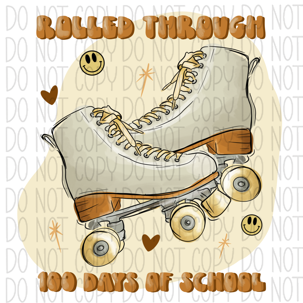 Rolled Through 100 Days Of School Roller Skates Dtf Transfer