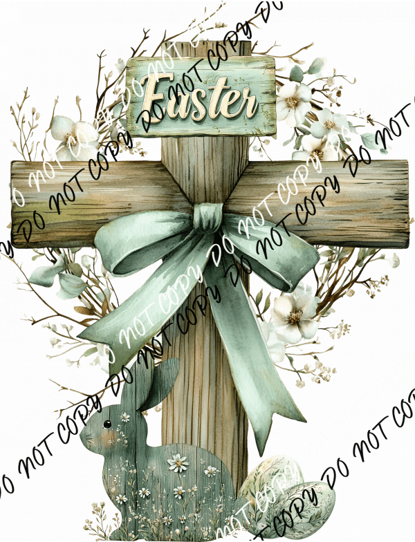 Rustic Easter Cross DTF Transfer - We Print U Press DTF Transfers