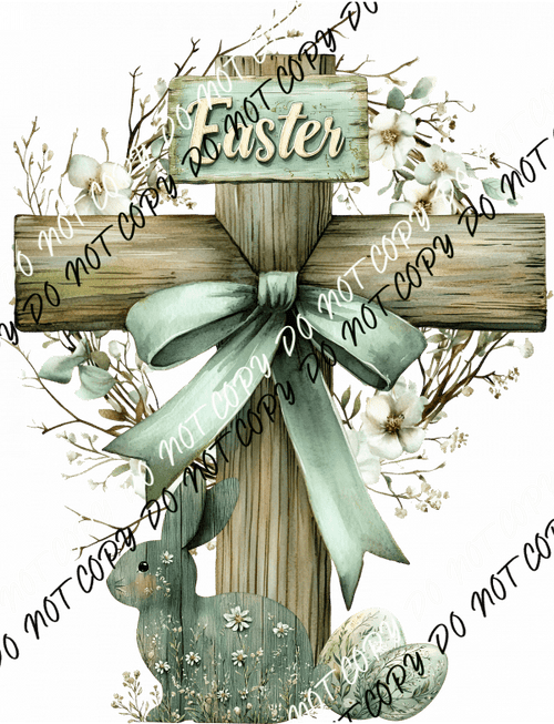 Rustic Easter Cross DTF Transfer - We Print U Press DTF Transfers