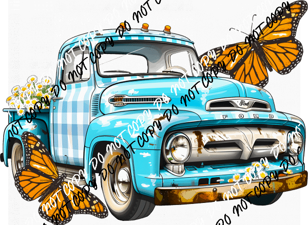 Rustic Truck with Butterflies DTF Transfer - We Print U Press DTF Transfers