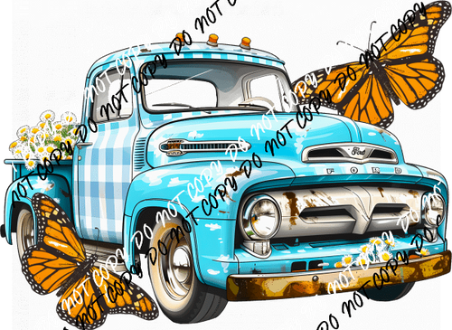 Rustic Truck with Butterflies DTF Transfer - We Print U Press DTF Transfers