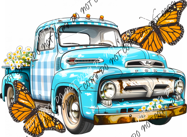 Rustic Truck With Butterflies Dtf Transfer Rtp Transfers