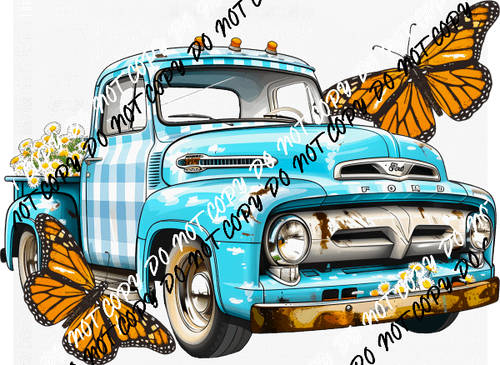 Rustic Truck with Butterflies DTF Transfer - We Print U Press DTF Transfers