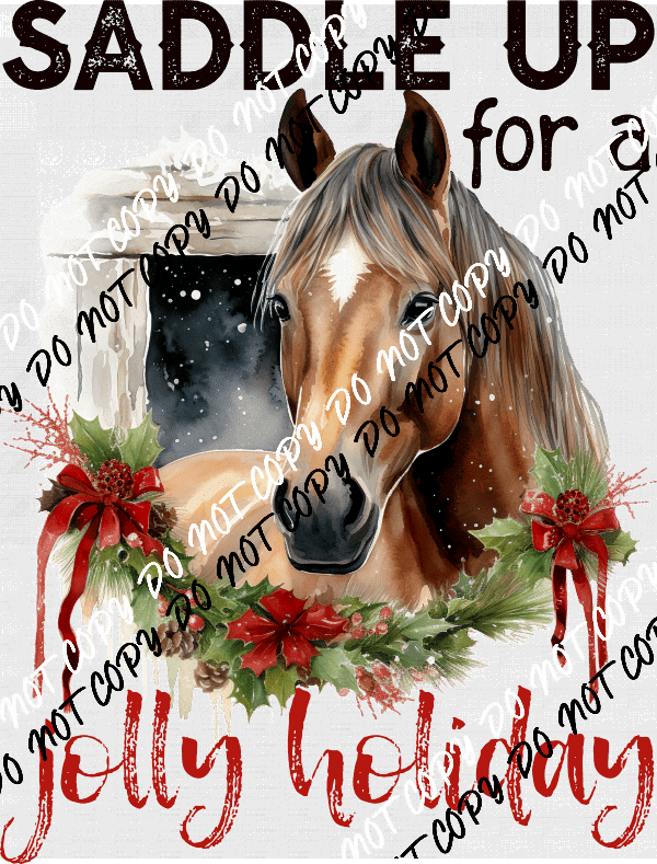 Saddle Up for a Jolly Holiday DTF Transfer - We Print U Press DTF Transfers