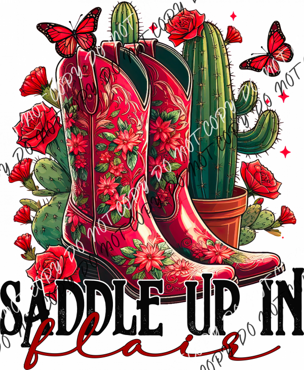 Saddle Up In Flair Red Floral Boots Dtf Transfer Rtp Transfers