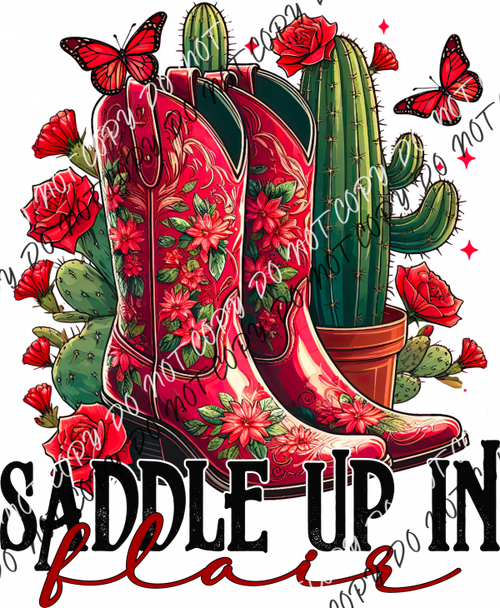 Saddle Up In Flair Red Floral Boots Dtf Transfer Rtp Transfers