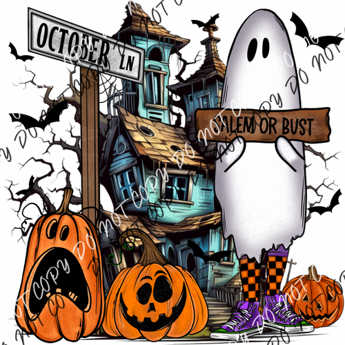 Salem Or Bust Ghost And Haunted House Dtf Transfer