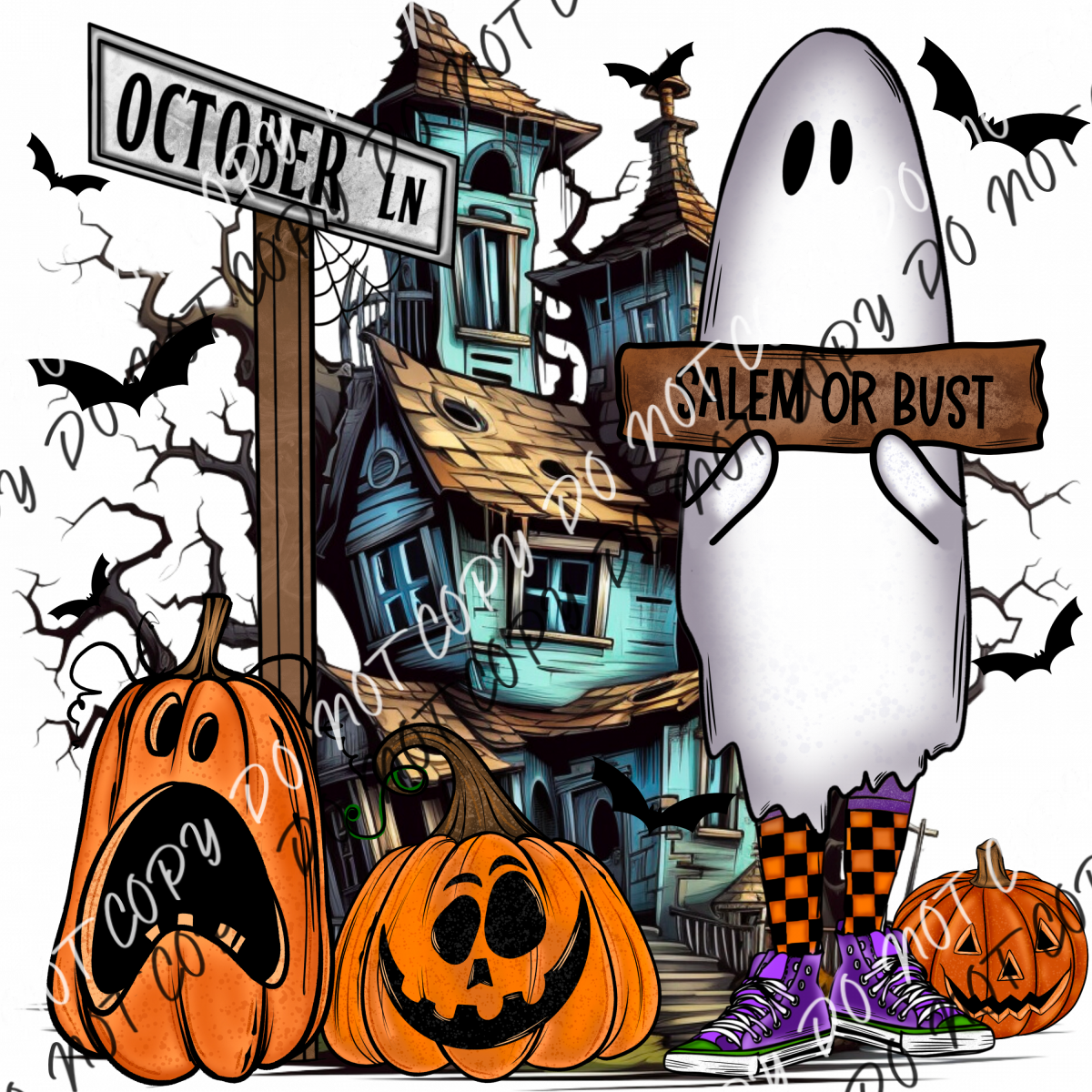 Salem Or Bust Ghost And Haunted House Dtf Transfer