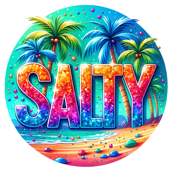 Salty Beach Rainbow Glitter Font DTF Transfer RTP DTF Transfers