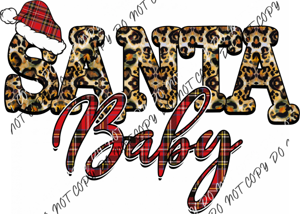 Santa Baby Leopard And Plaid Text Dtf Transfer Rtp Transfers