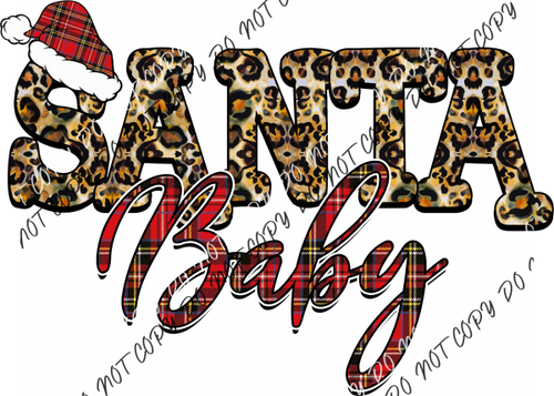 Santa Baby Leopard And Plaid Text Dtf Transfer Rtp Transfers