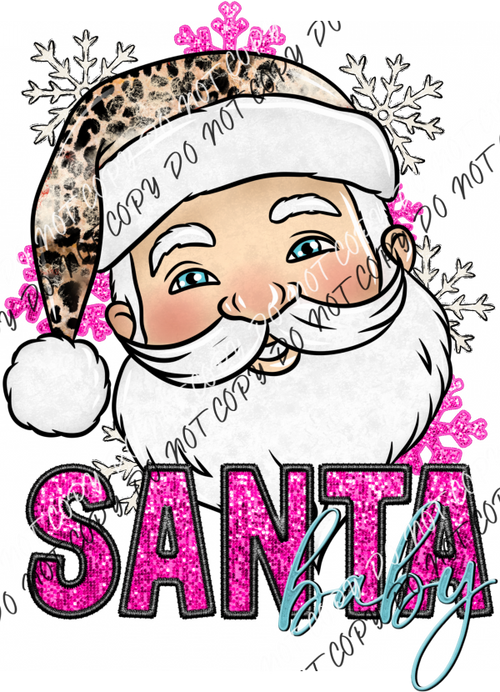 Santa Baby Pink Faux Sequin And Embroidery Dtf Transfer Rtp Transfers