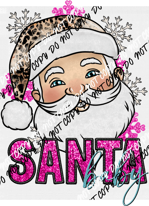 Santa Baby Pink faux sequin and embroidery DTF Transfer - We Print U Press DTF Transfers