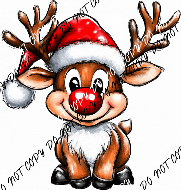 Santa Baby Reindeer with Red Nose DTF Transfer - We Print U Press DTF Transfers