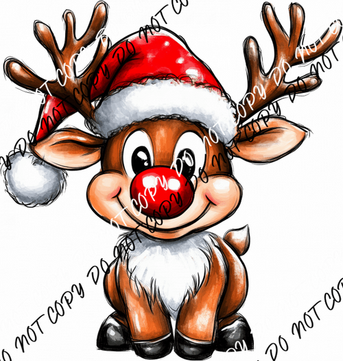 Santa Baby Reindeer with Red Nose DTF Transfer - We Print U Press DTF Transfers