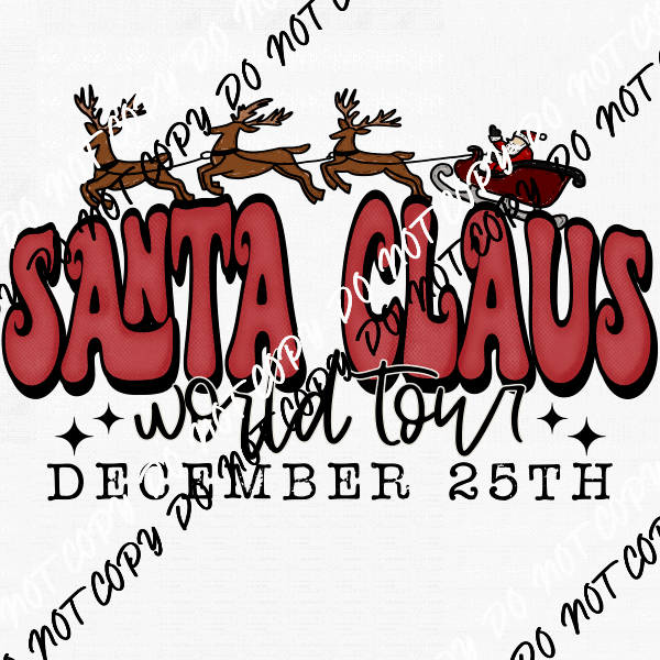 Santa Claus World Tour DTF Transfer - We Print U Press DTF Transfers