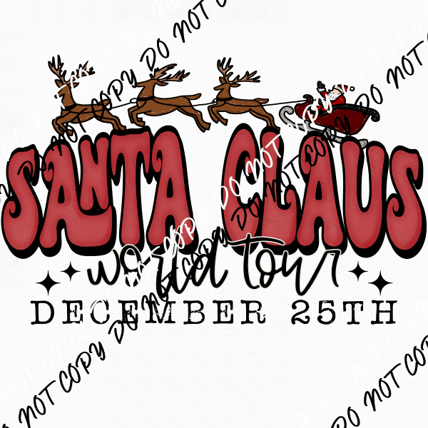 Santa Claus World Tour DTF Transfer - We Print U Press DTF Transfers